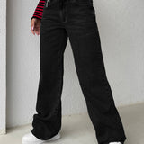 EZwear Jeans con diseno de cadena de pierna ancha