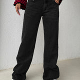 EZwear Jeans con diseno de cadena de pierna ancha