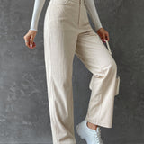 EZwear Pantalones de talle alto de pana