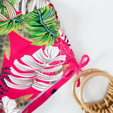 Swim Conjunto de bikini con estampado tropical, sujetador de tirantes con cordon y calzoncillos tipo boxer, traje de bano de 2 piezas