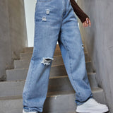 EZwear Jeans rotos de talle alto