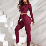 Sport Lifespree Conjunto De 2 Piezas Traje De Yoga De Fitness Sin Costuras, Conjunto De Traje De Gimnasio Camiseta Con Manga Raglan Y Mallas Con Banda Ancha En La Cintura