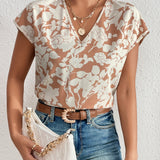 LUNE Blusa con estampado floral de cuello V