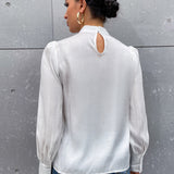 Prive Blusa de cuello con cordon de manga farol de saten