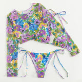 Swim Conjunto de bikini de triangulo halter con estampado floral para playa de verano y cubierta