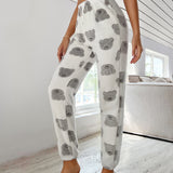 Pantalones de dormir con estampado de oso de franela