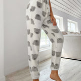 Pantalones de dormir con estampado de oso de franela