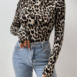 Prive Body con estampado de leopardo de cuello alto