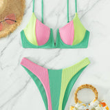 Swim Conjunto de bikini con aros y bloques de color para playa de verano