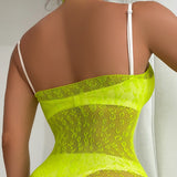 Wild Vestido halter amarillo fluor de malla sin forro