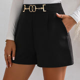 Frenchy Shorts de talle alto con diseno de cadena