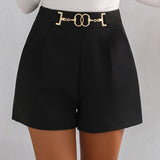 Frenchy Shorts de talle alto con diseno de cadena