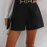 Frenchy Shorts de talle alto con diseno de cadena