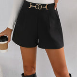 Frenchy Shorts de talle alto con diseno de cadena