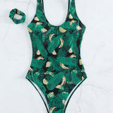 Swim con estampado tropical Banador una pieza & Coletero