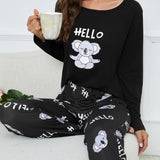 Conjunto de pijama con estampado de koala & letra