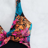 Swim Banador una pieza con estampado tropical con cordon lateral