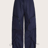 ICON Pantalones cargo grunge gorpcore con cremallera con bolsillo con solapa