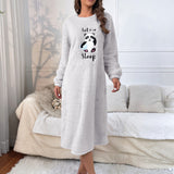 Vestido para dormir panda & con bordado de letra de franela