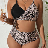 Swim Curve Banador bikini con estampado de leopardo