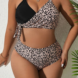 Swim Curve Banador bikini con estampado de leopardo