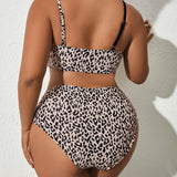 Swim Curve Banador bikini con estampado de leopardo