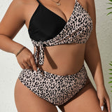 Swim Curve Banador bikini con estampado de leopardo