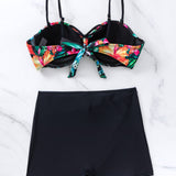 Swim Banador bikini con shorts con estampado tropical push up