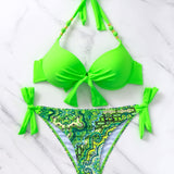 VCAY Banador bikini con estampado de paisley push up con cordon lateral