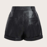 EZwear Verano Negro Y2k De Cintura Alta Roll Up Hem Shorts