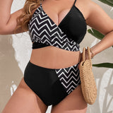 Swim Curve Banador bikini cruzado con estampado de cheuron