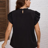 Blusa unicolor ribete con fruncido