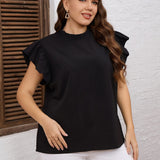 Blusa unicolor ribete con fruncido