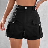 EZwear Shorts con bolsillo lateral con solapa bajo de doblez cargo