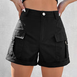 EZwear Shorts con bolsillo lateral con solapa bajo de doblez cargo