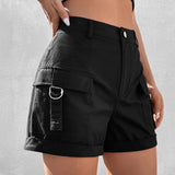 EZwear Shorts con bolsillo lateral con solapa bajo de doblez cargo