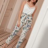 Frenchy Pantalones con cinturon con volante con estampado floral