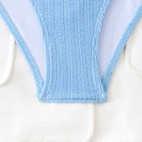 Swim Conjunto de bikini acanalado Sujetador con correa ancha de alambre en V y parte inferior de talle alto Traje de bano de 2 piezas