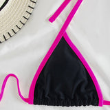 Swim Banador bikini tanga triangulo unido en contraste