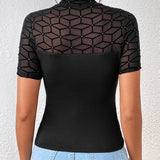 Prive Top de cuello alto con estampado geometrico