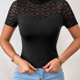 Prive Top de cuello alto con estampado geometrico