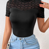 Prive Top de cuello alto con estampado geometrico