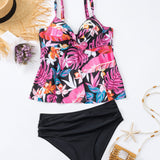 Swim Banador bikini con estampado tropical fruncido