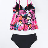 Swim Banador bikini con estampado tropical fruncido