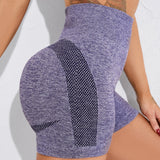 Yoga Basic Shorts deportivos inconsutil con estiramiento alto tejido jaspeado