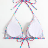 Swim Vcay Top bikini triangulo con estampado halter