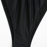 Swim Curve Plus Set bikini unicolor Sujetador triangulo halter & bottom bikini con cordon lateral Traje de bano de 2 piezas