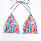 Swim Vcay Top bikini triangulo con estampado halter