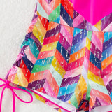 Swim Banador bikini al azar con estampado geometrico con cordon