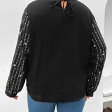 Clasi Blusa con diseno de diamante de imitacion de cuello con abertura de ojo